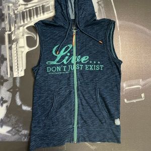 Men’s BUFFALO David Bitton Sleeveless Hoodie Zip Up Slim Fit Grey Size S